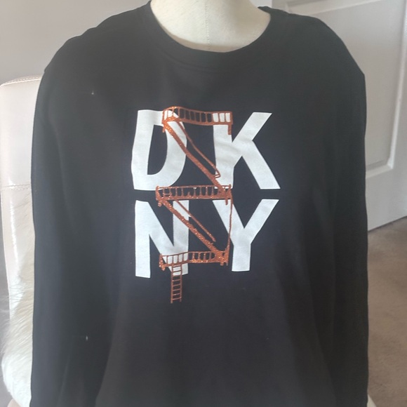 DKNY Black Sweatshirt with Graphic Logo - Picture 1 of 5